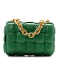 Lambskin Maxi Intreccio Padded Chain Cassette Crossbody Bag Racing Green