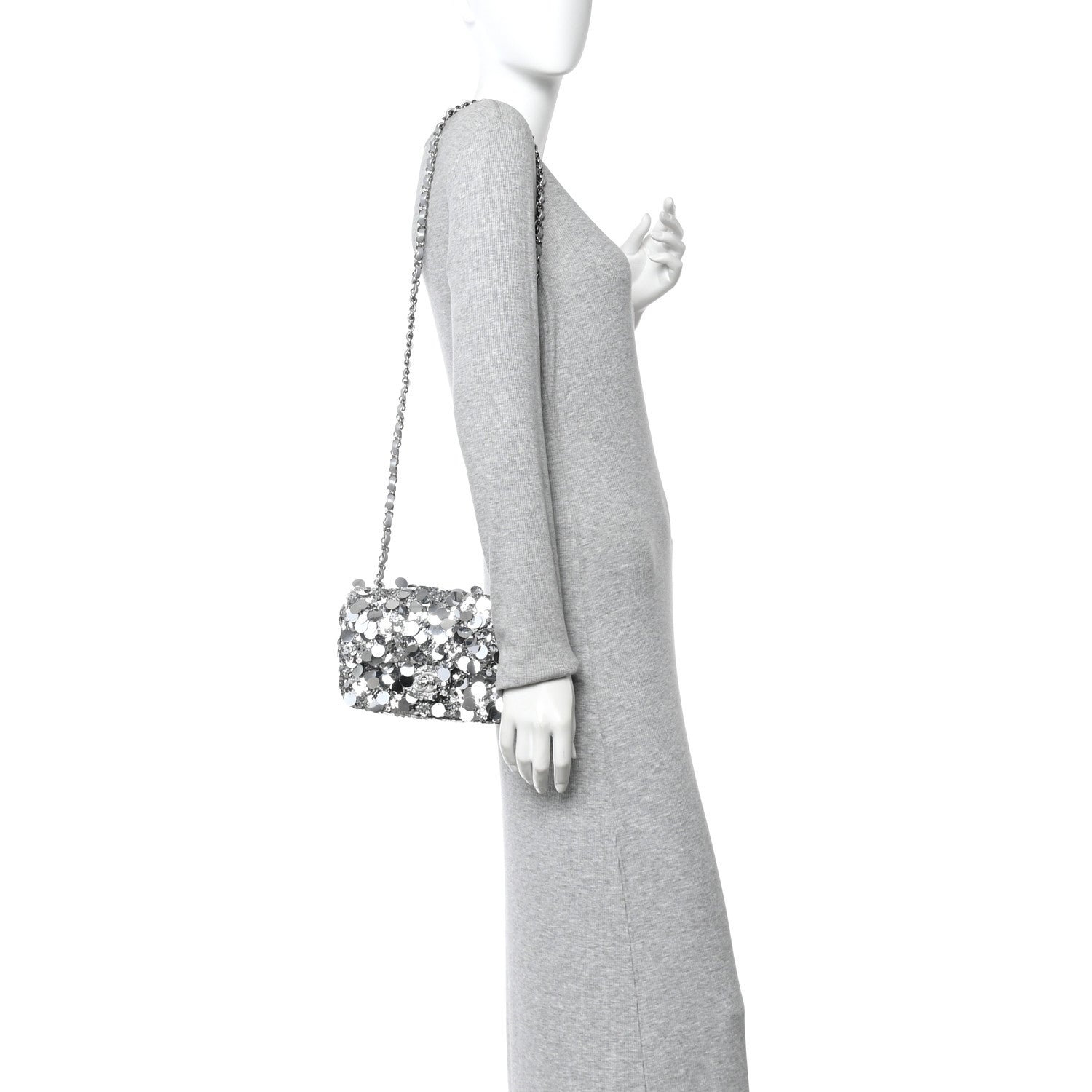 Sequin Mini Rectangular Flap Silver