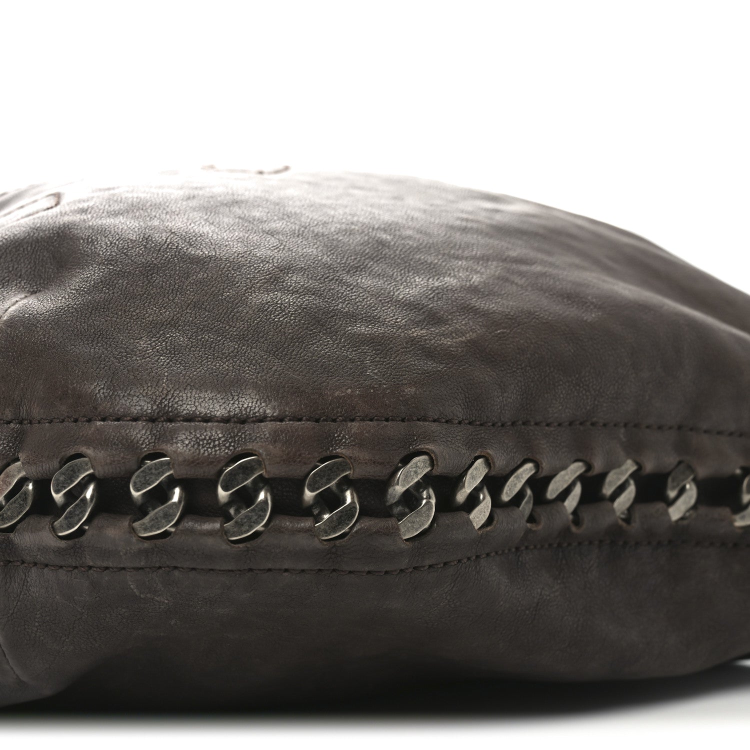 Calfskin Modern Chain Hobo Brown