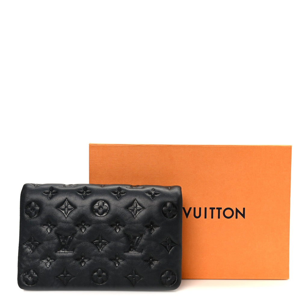 Lambskin Embossed Monogram Pochette Coussin Black
