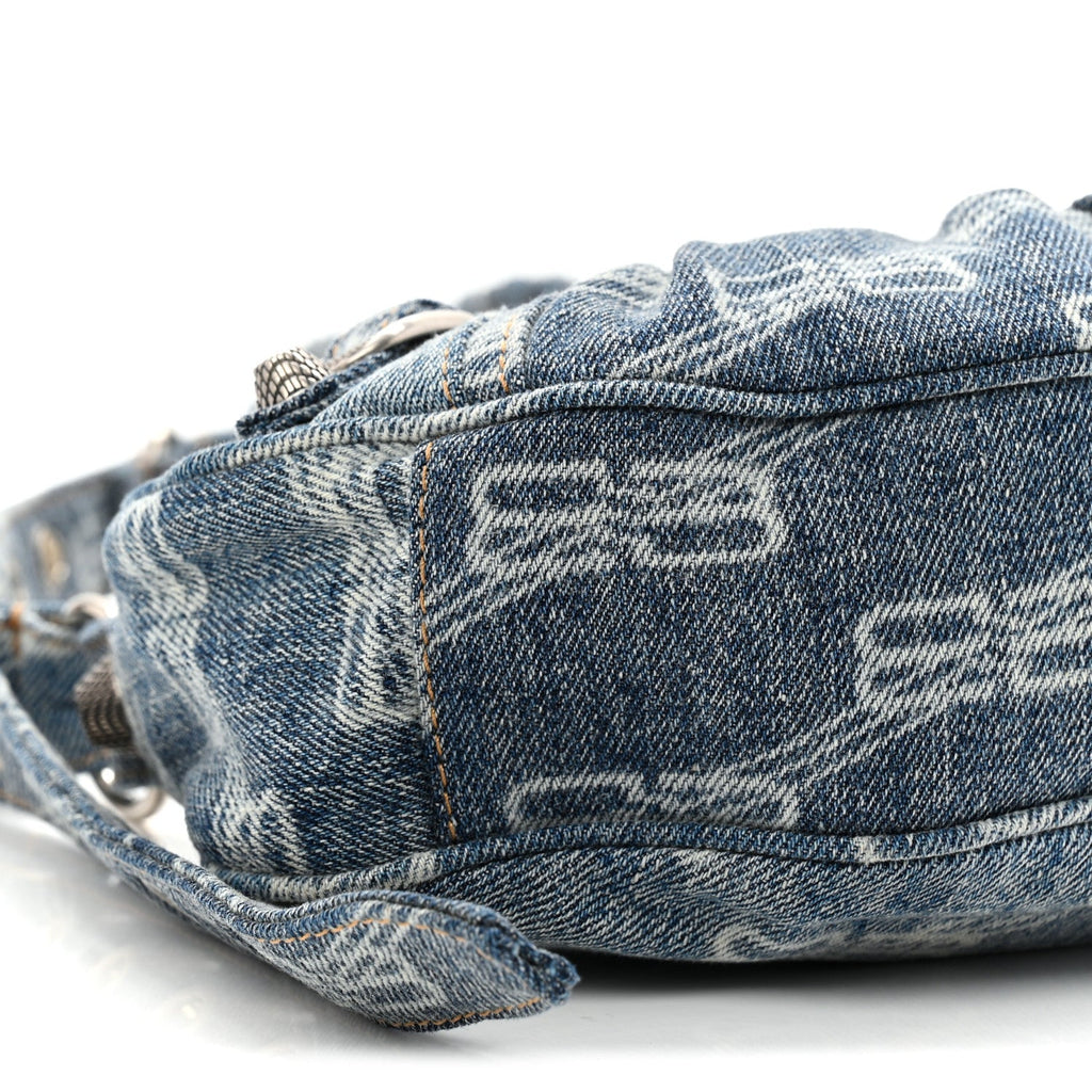 Denim BB Monogram Le Cagole Shoulder Bag XS Blue