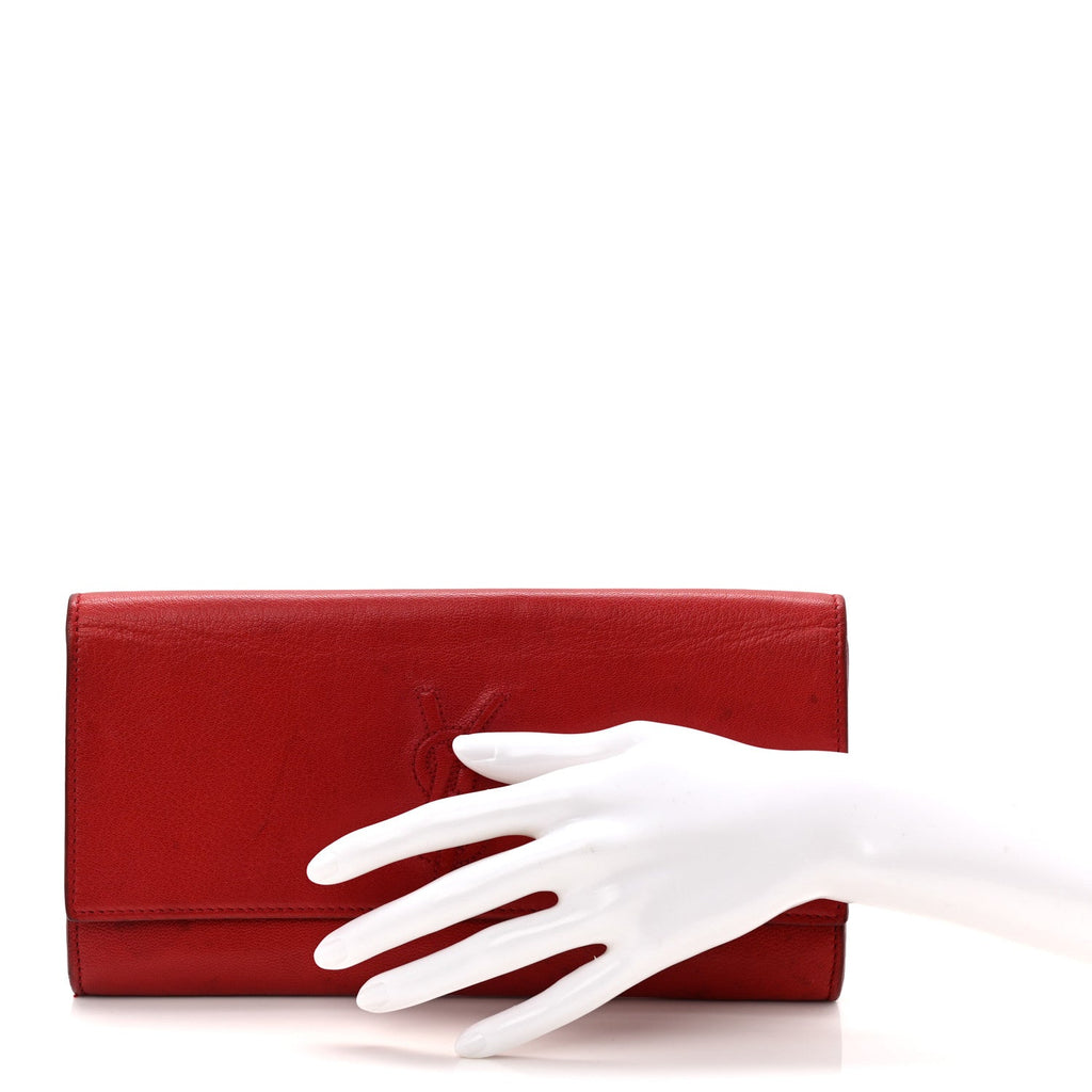 Textured Calfskin Monogram Small Belle De Jour Clutch Red