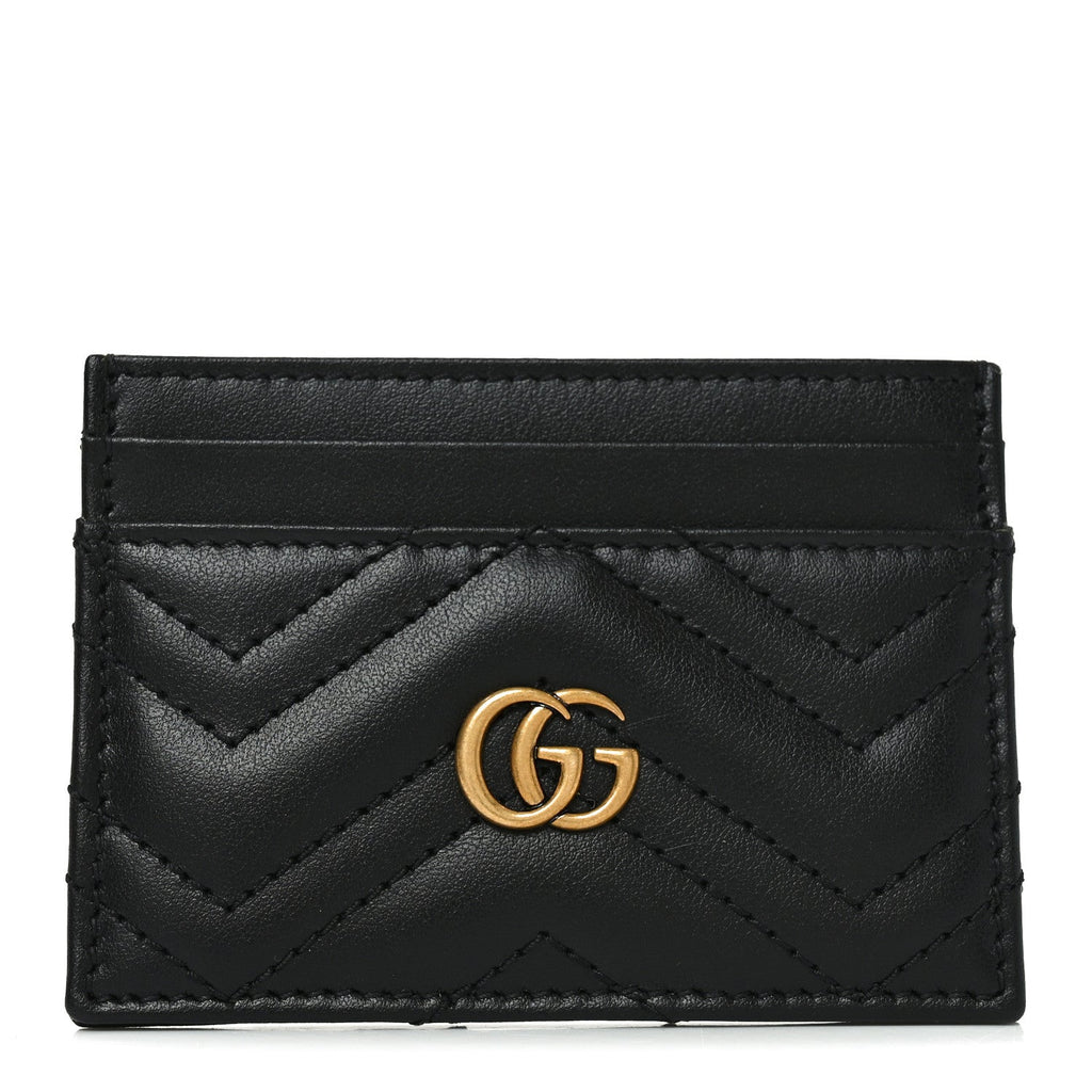 Calfskin Matelasse GG Marmont  Holder Black