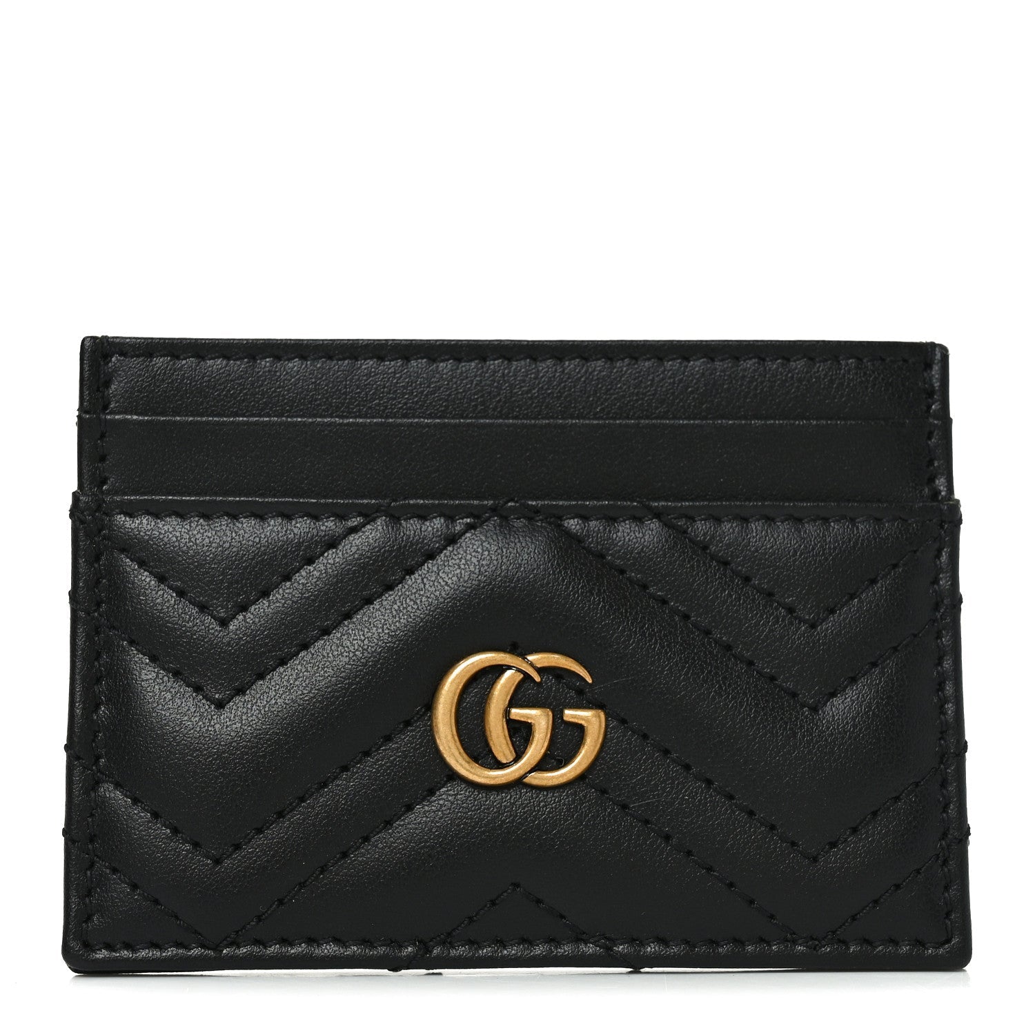 Calfskin Matelasse GG Marmont  Holder Black