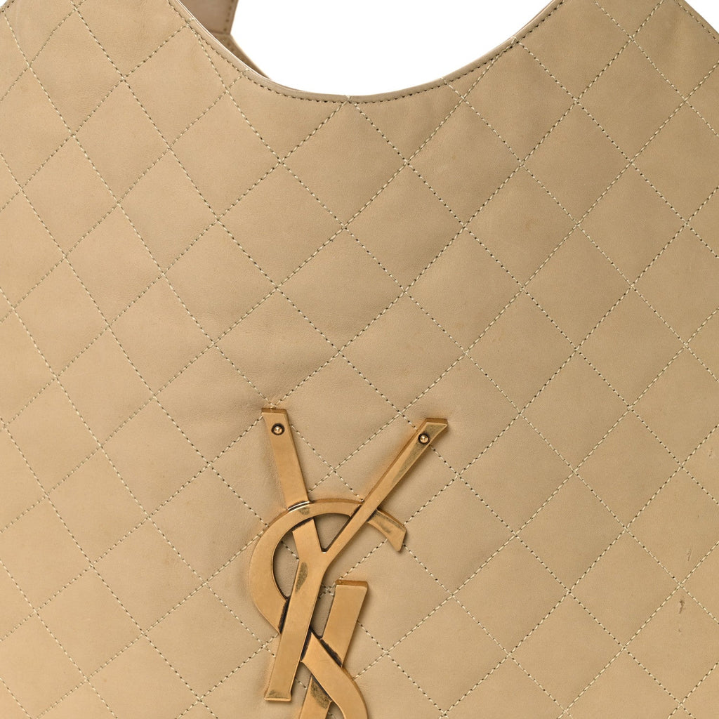 Nubuck Suede Quilted Maxi Icare Shopping Tote Safari Beige