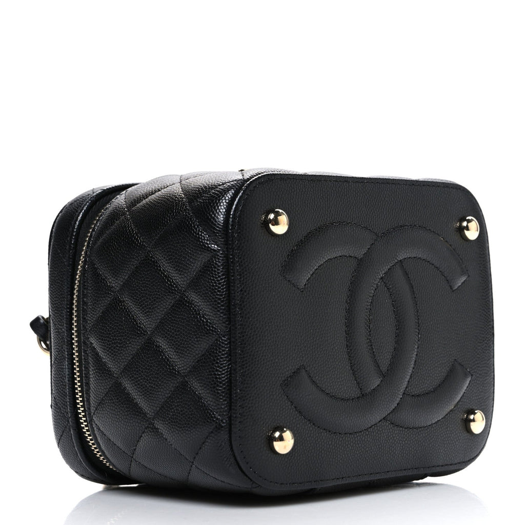 Caviar Quilted Small CC Vanity Case Black Black
