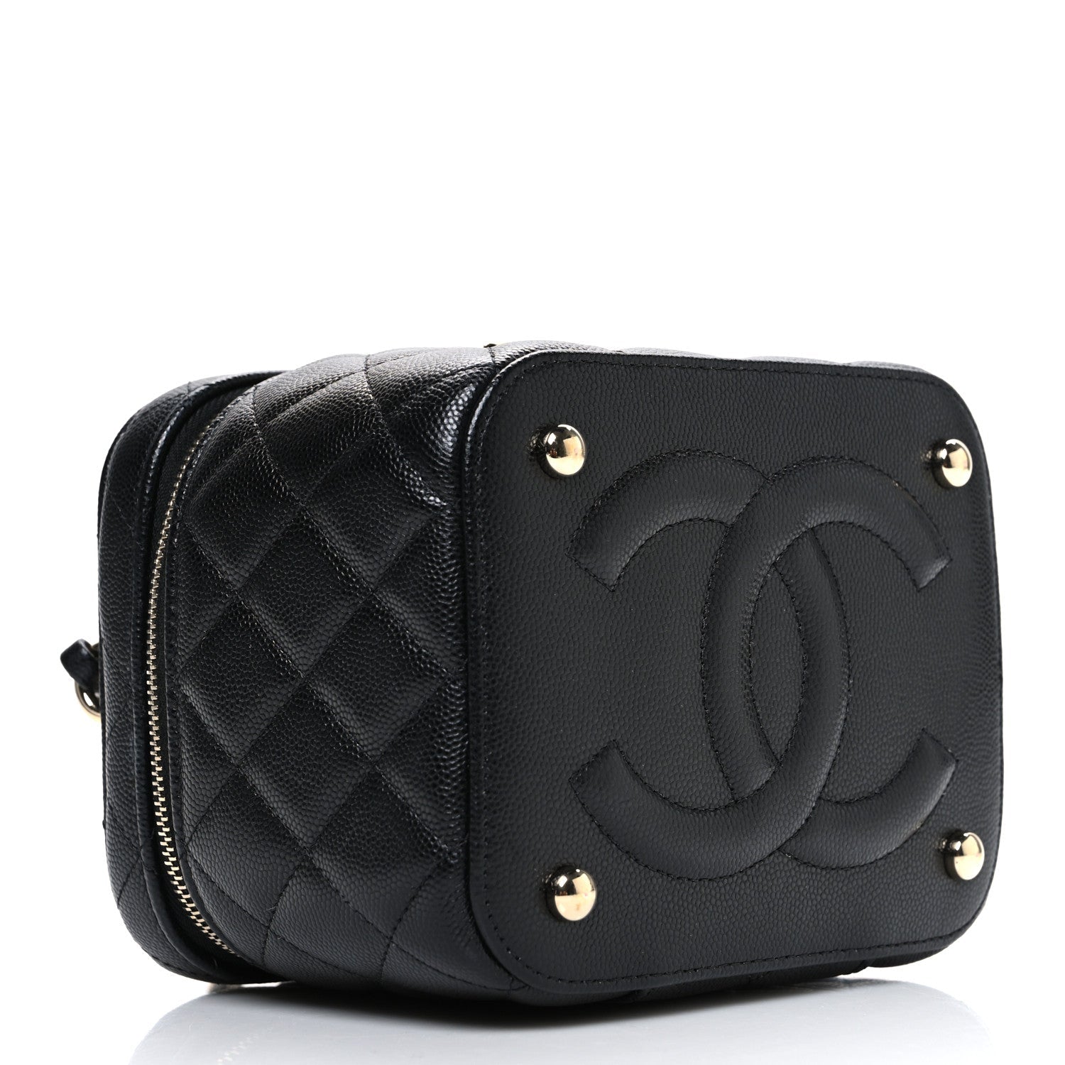 Caviar Quilted Small CC Vanity Case Black Black