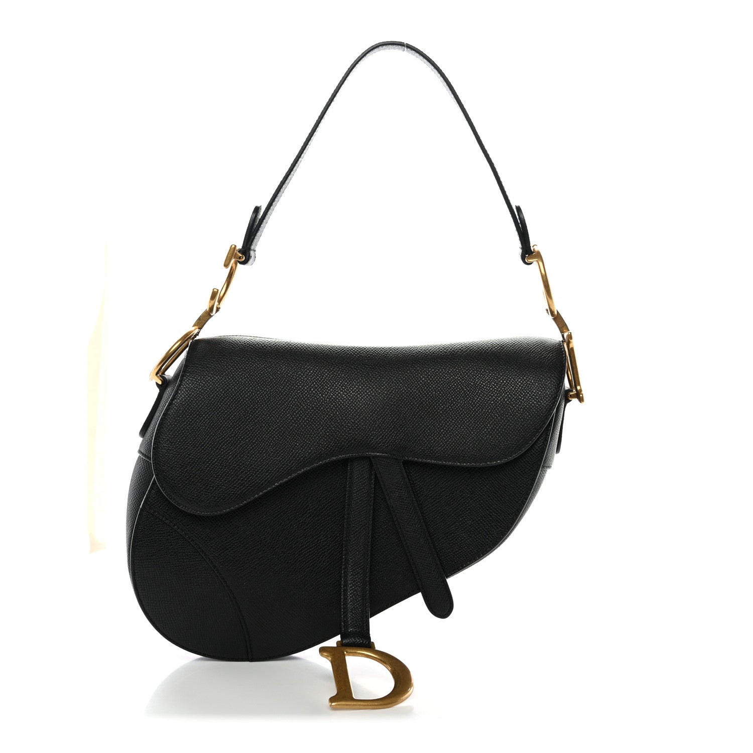 Grained Calfskin Saddle Bag Black