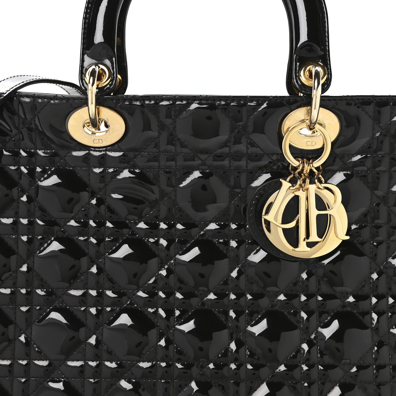 Patent Cannage Large Lady Dior Black