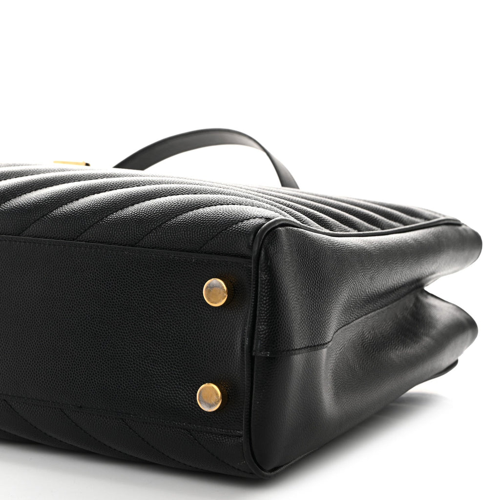 Grain De Poudre Matelasse Chevron Monogram Shopping Bag Black