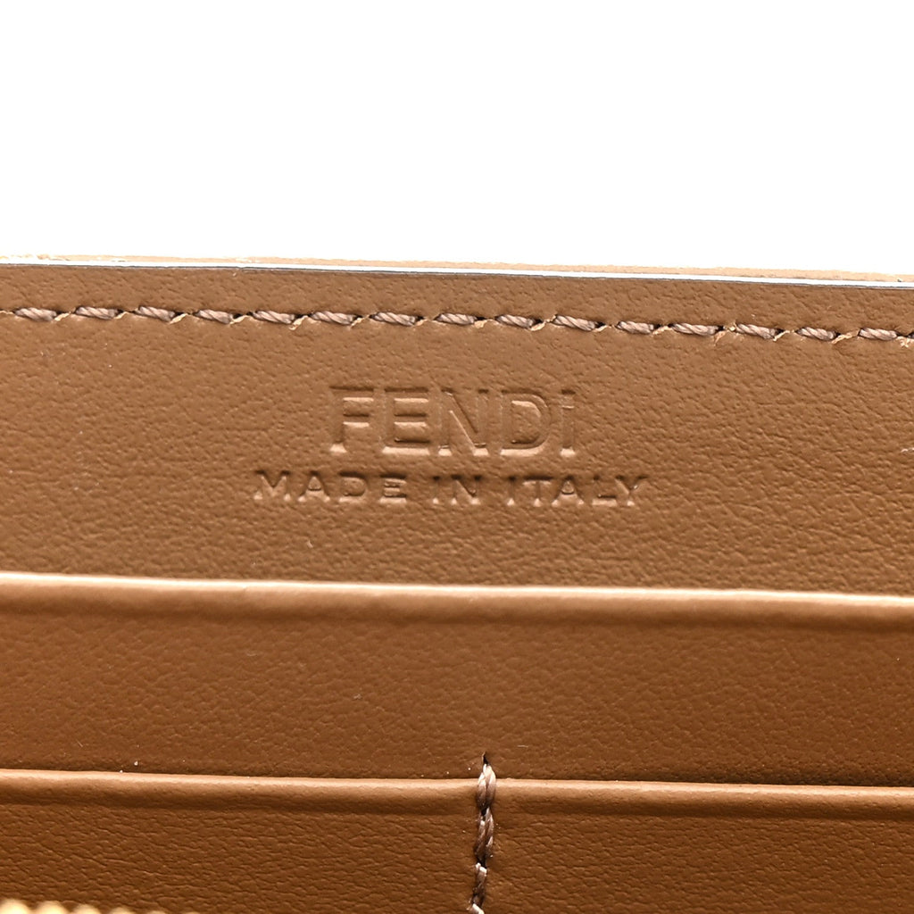 Fabric Jacquard FF 1974 Continental Wallet On Chain Tobacco Moro