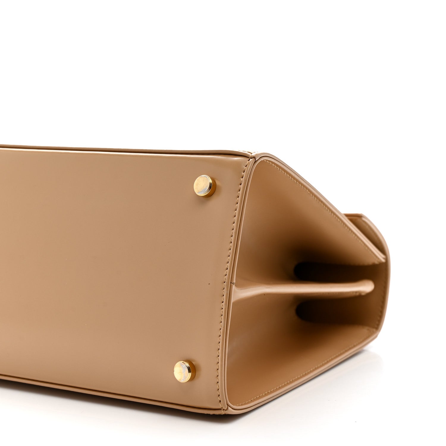 Brushed Off Calfskin Iconic Large Top Handle Bag Camel