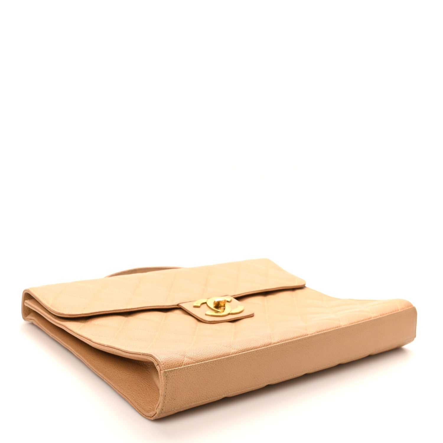Caviar Quilted Briefcase Laptop Bag Beige