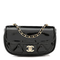 Patent Calfskin Quilted Mini Clutch Black