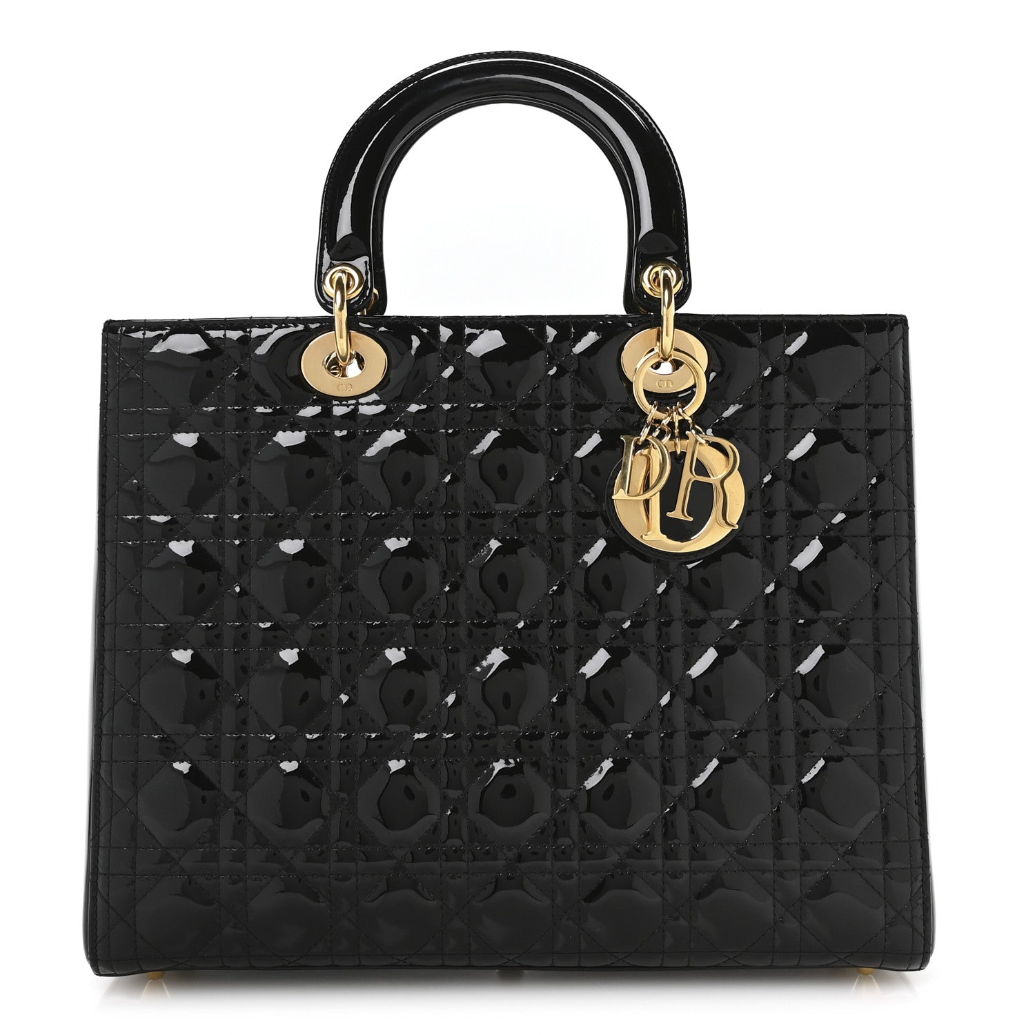 Patent Cannage Large Lady Dior Black