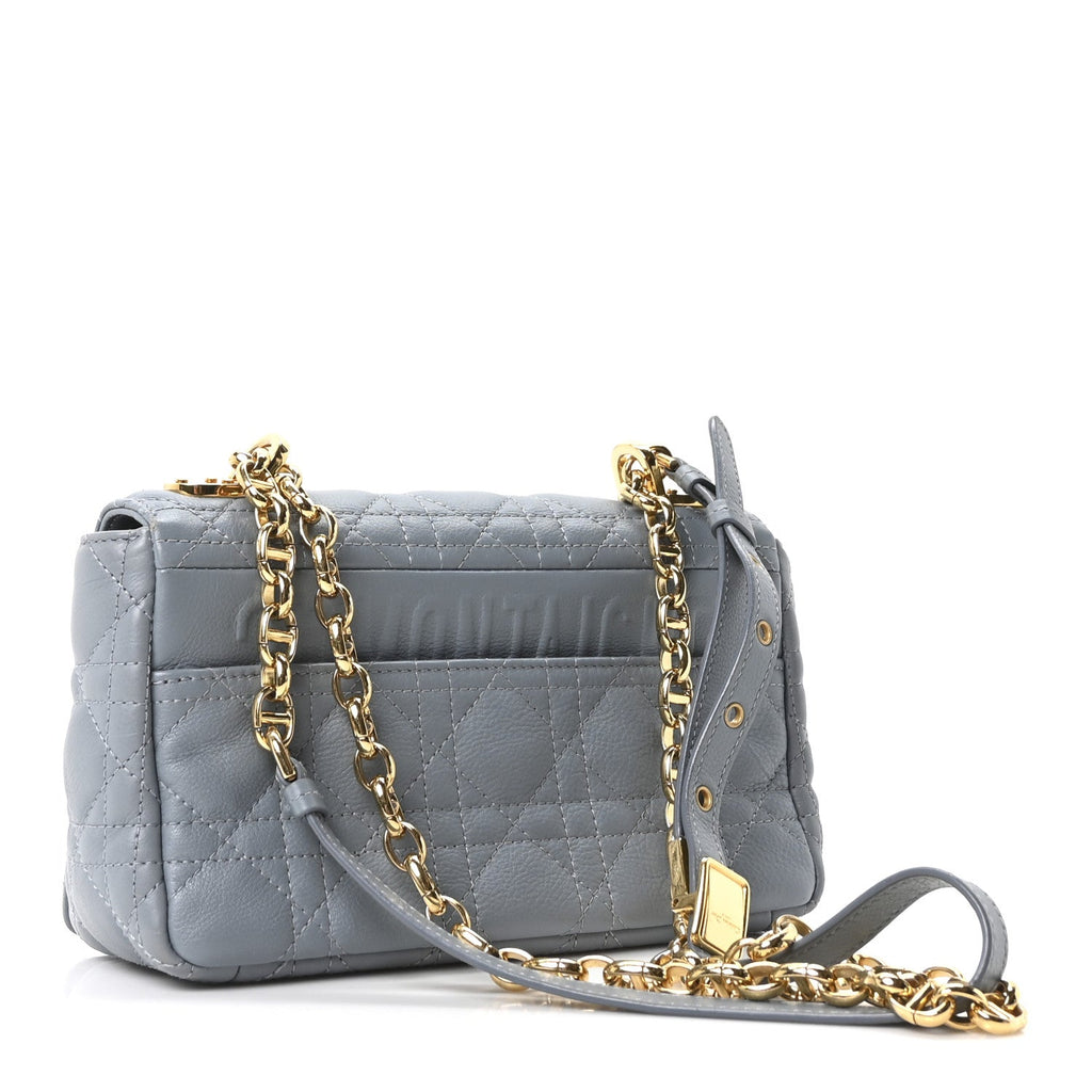 Calfskin Cannage Small Caro Bag Cloud Blue