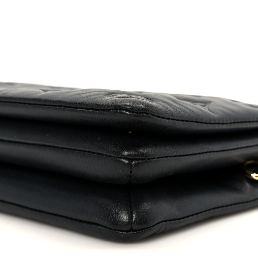 Lambskin Embossed Monogram Pochette Coussin Black