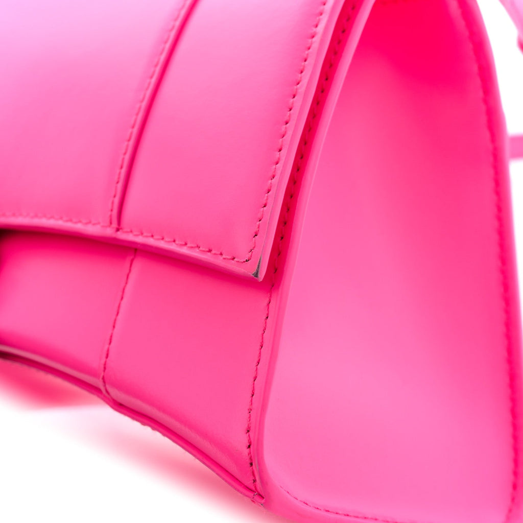 Shiny Box Calfskin Small Hourglass Top Handle Bag Acid Fuchsia