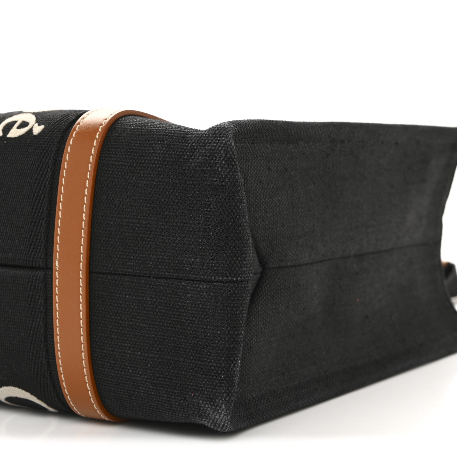 Cotton Calfskin Medium Woody Ribbon Tote Black