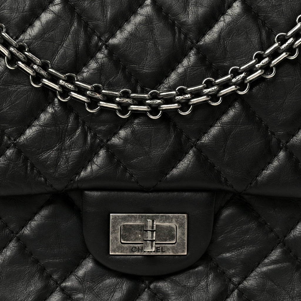 Aged Calfskin Quilted 2.55 Reissue 226 Flap Black