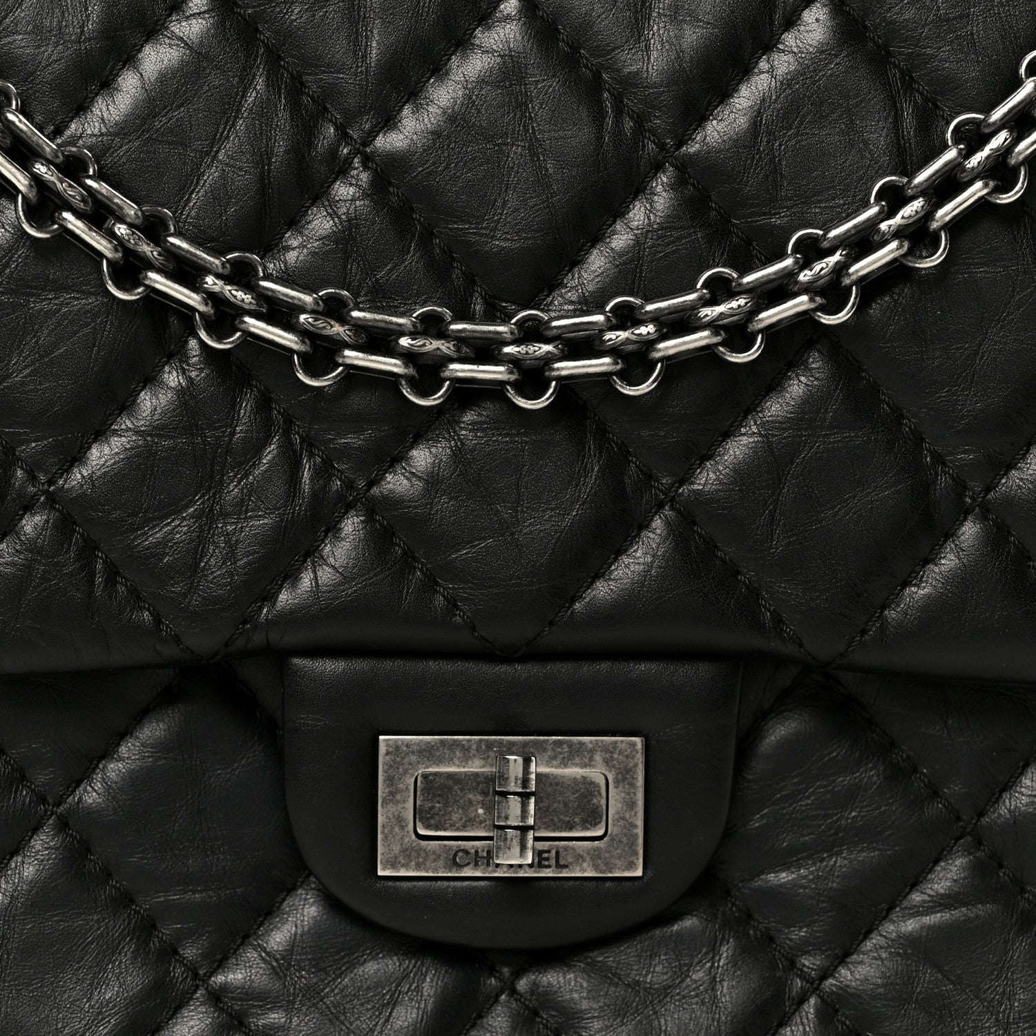 Aged Calfskin Quilted 2.55 Reissue 226 Flap Black