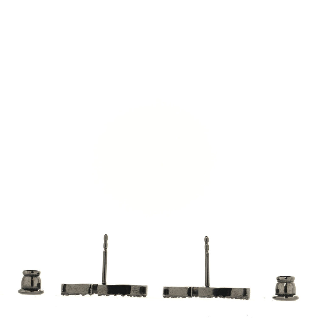 Ruthenium Crystal Petit CD Stud Earrings Black