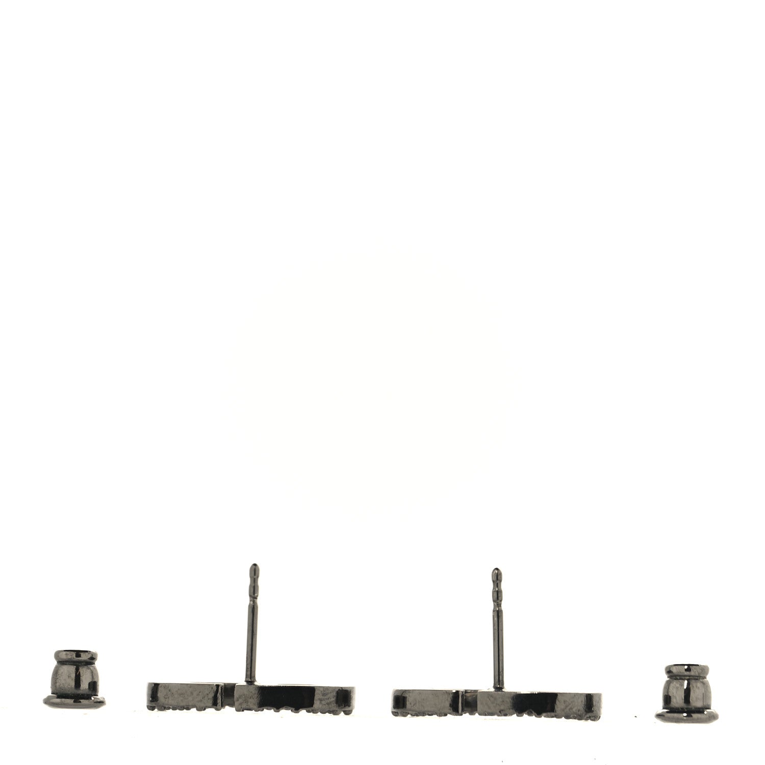 Ruthenium Crystal Petit CD Stud Earrings Black