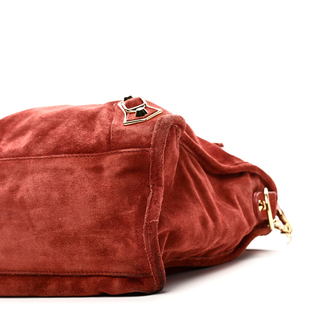 Baby Daim Suede Gold Metallic Edge Hardware City Bois De Rose Fonce