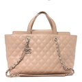Calfskin Quilted Large Shopping Tote Light Pink