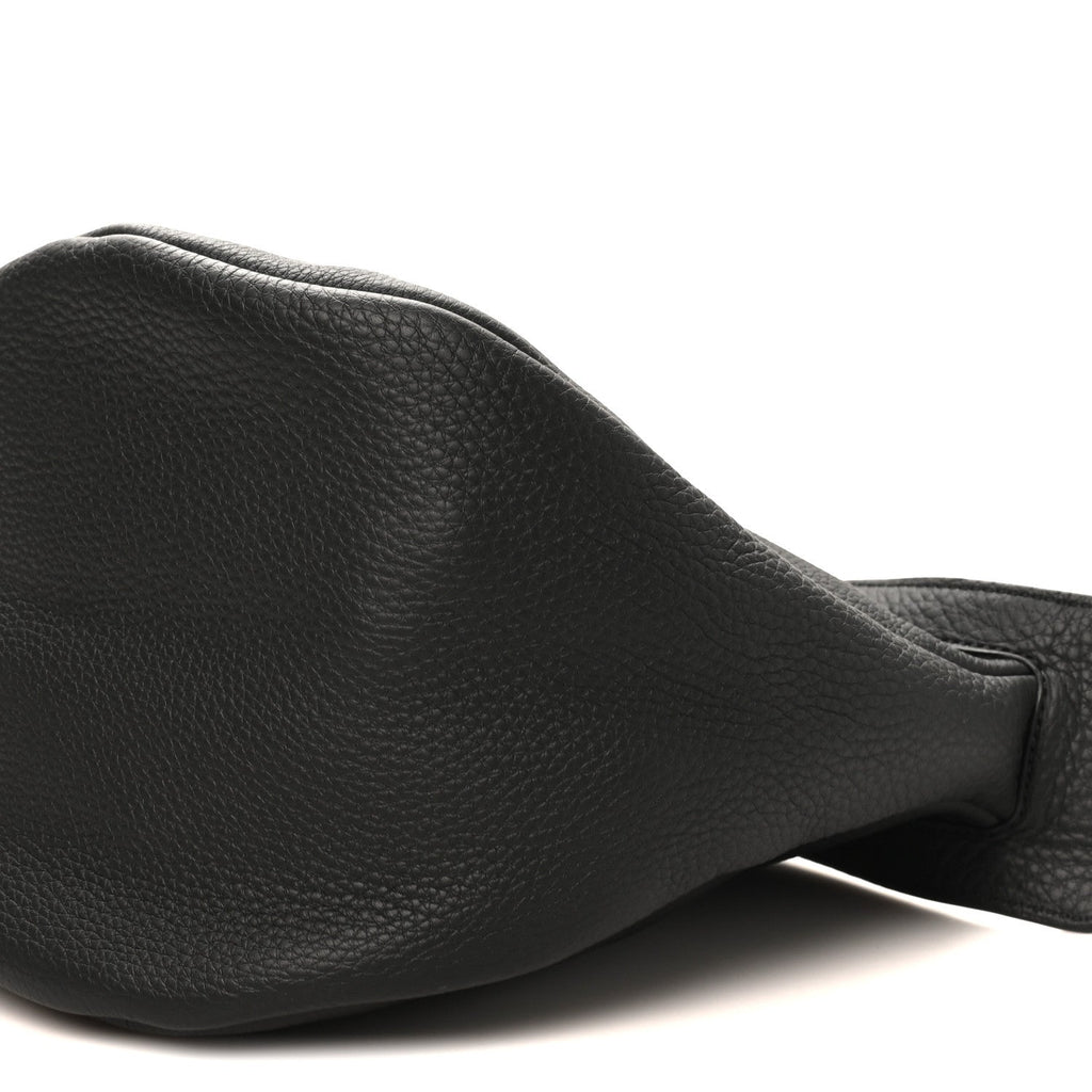 Grained Calfskin Large Slouchy Banana Bag Black