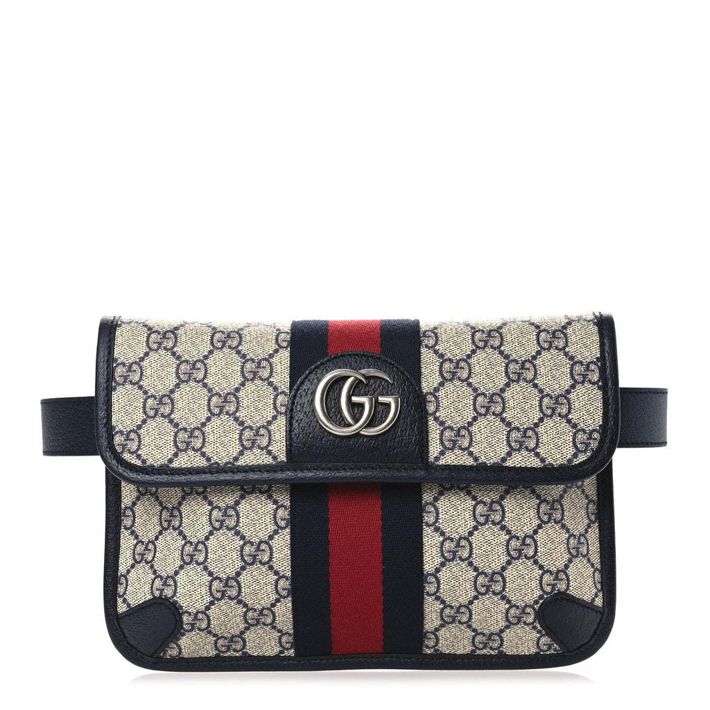 GG Supreme Monogram Web Small Ophidia Belt Bag 80 32 Beige Navy