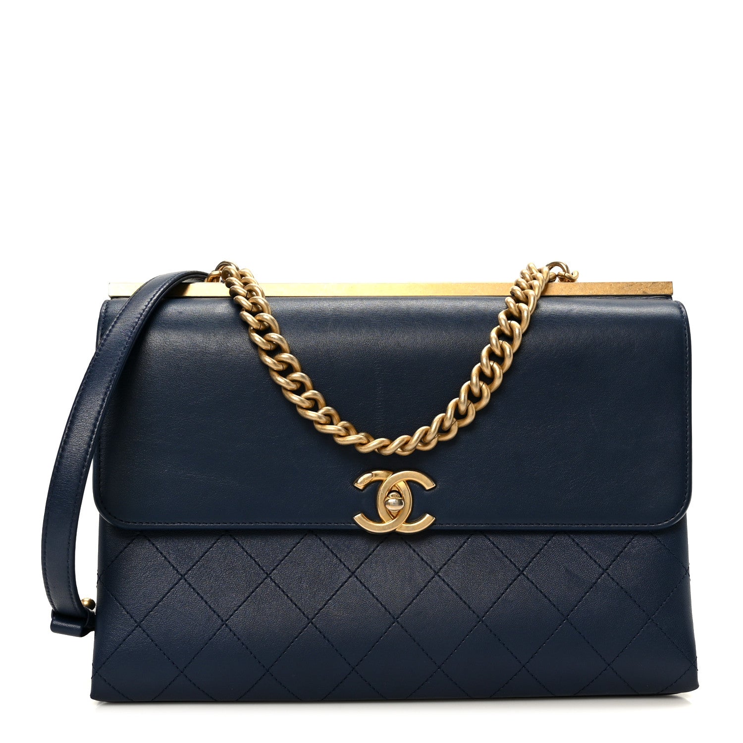 Lambskin Stitched Coco Luxe Medium Flap Blue