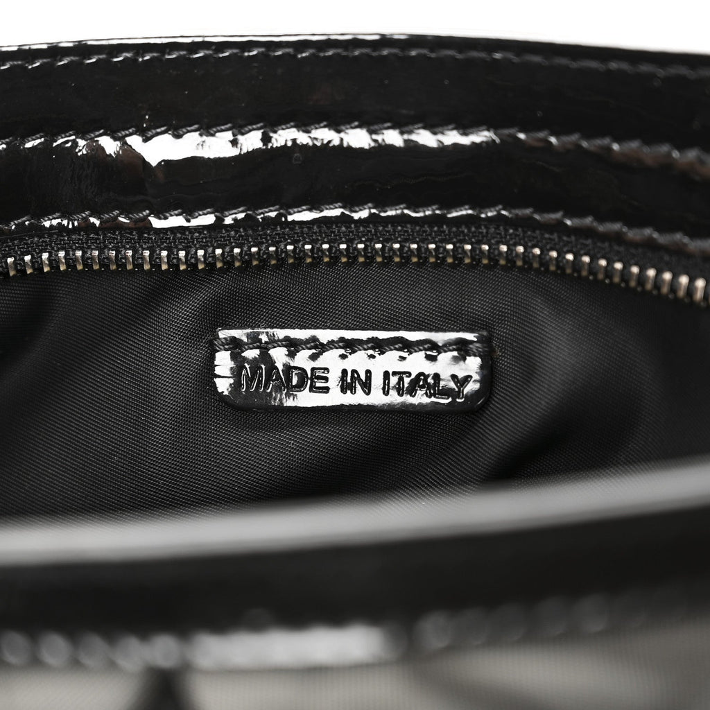 Patent Smoked Check Quilted Small Beaton Black