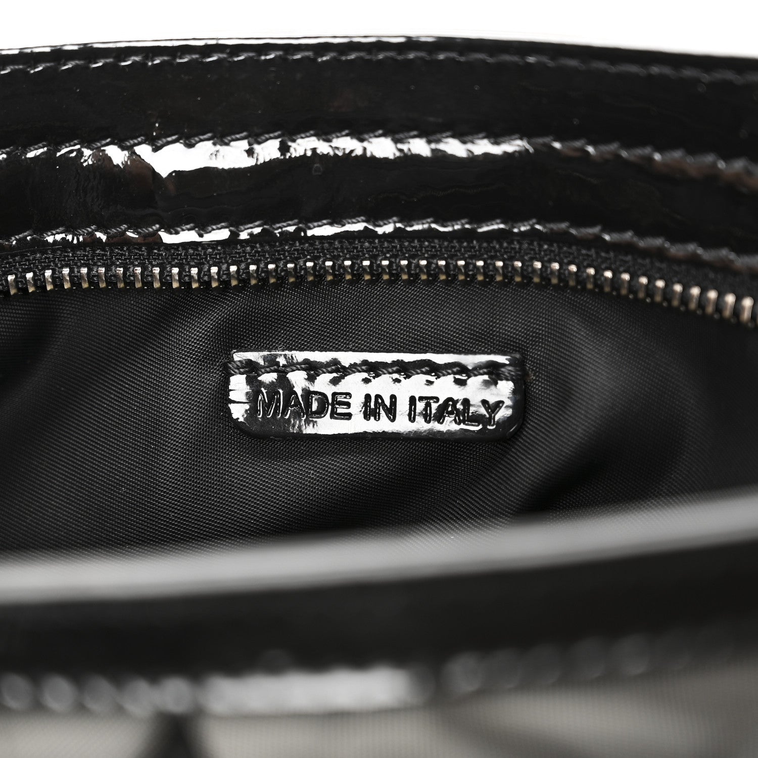 Patent Smoked Check Quilted Small Beaton Black