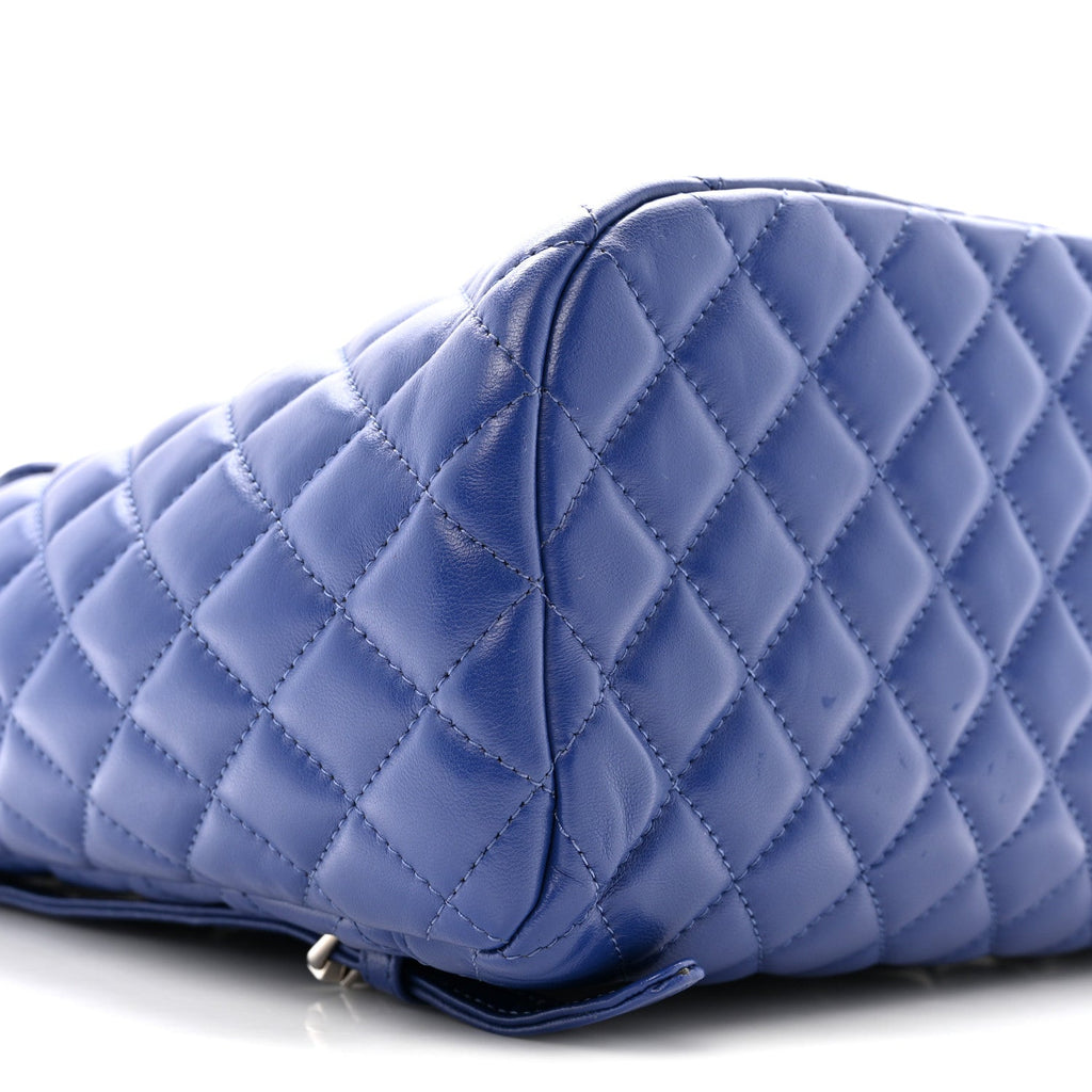 Lambskin Quilted Large Urban Spirit Backpack Blue