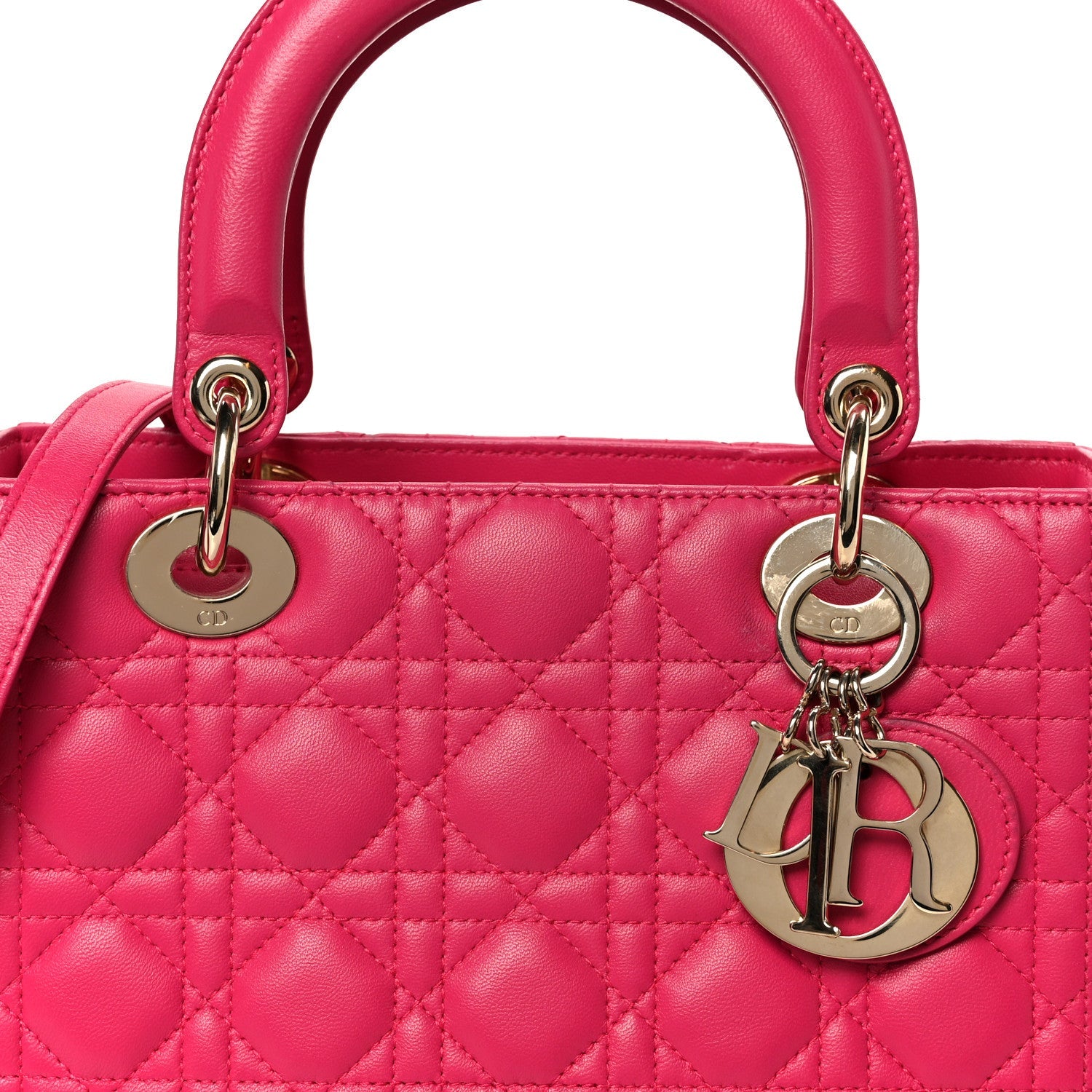 Lambskin Cannage Medium Lady Dior Fuchsia