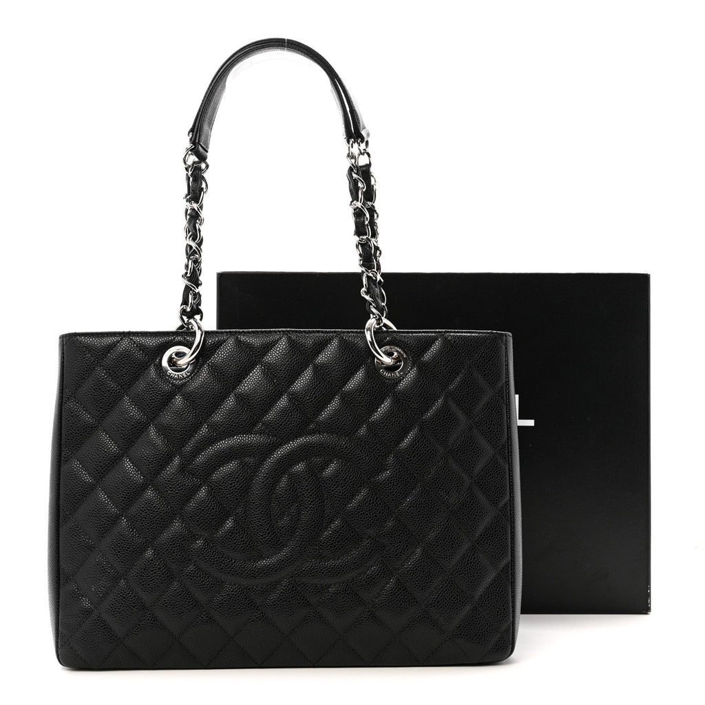 Caviar Quilted Grand Shopping Tote GST Black