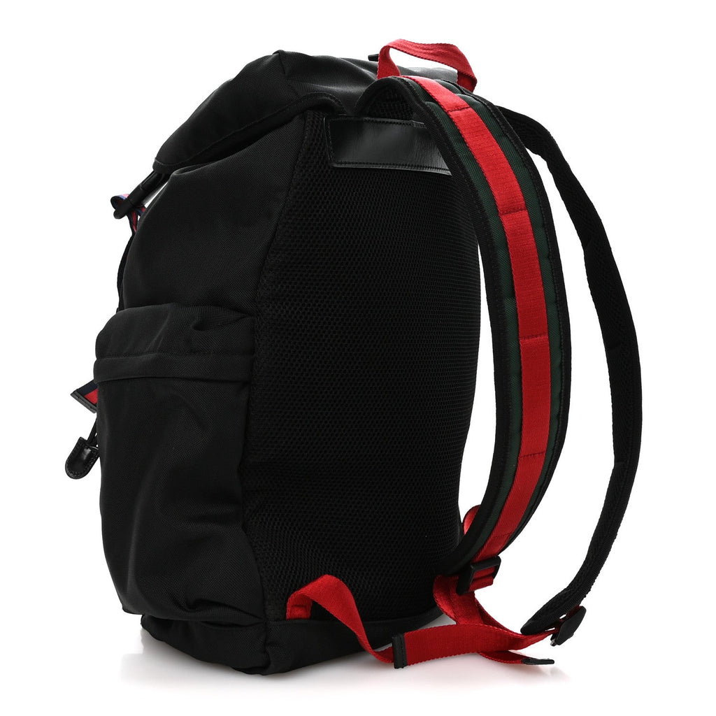 Techno Canvas Web Double Buckle Backpack Black