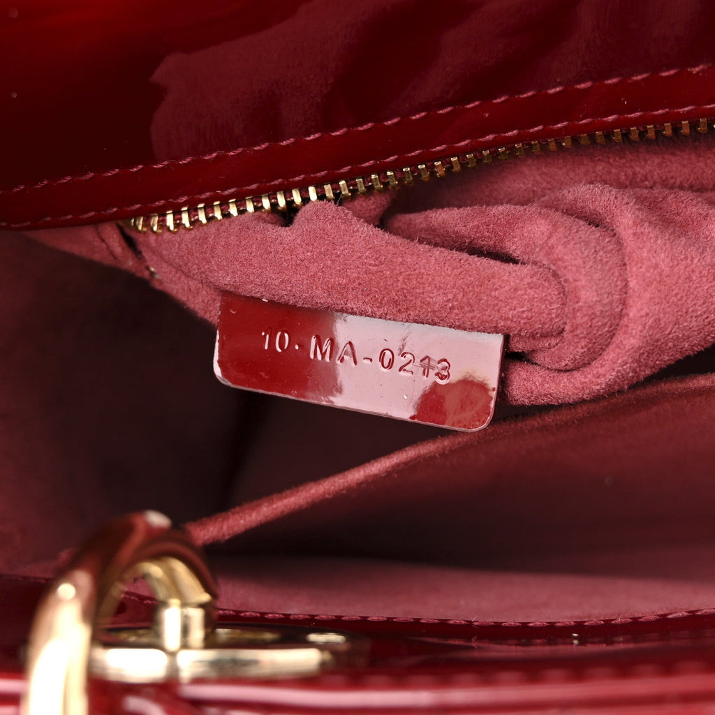 Patent Cannage Small Lady Dior Cherry Red