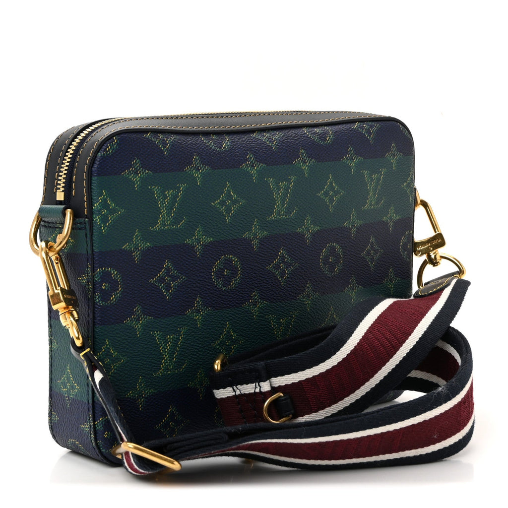 Monogram Heritage Stripes Trio Messenger Blue