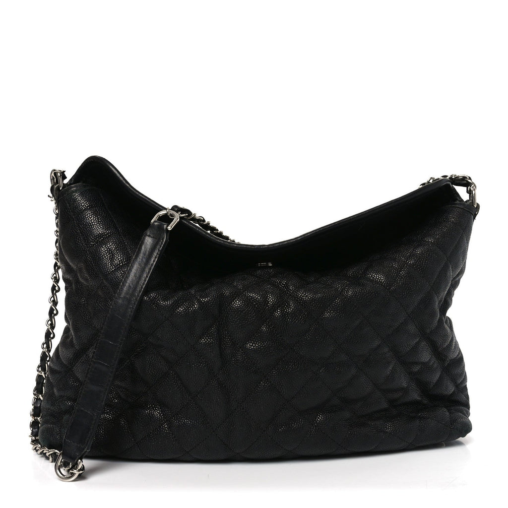 Caviar Quilted French Riviera Hobo Black