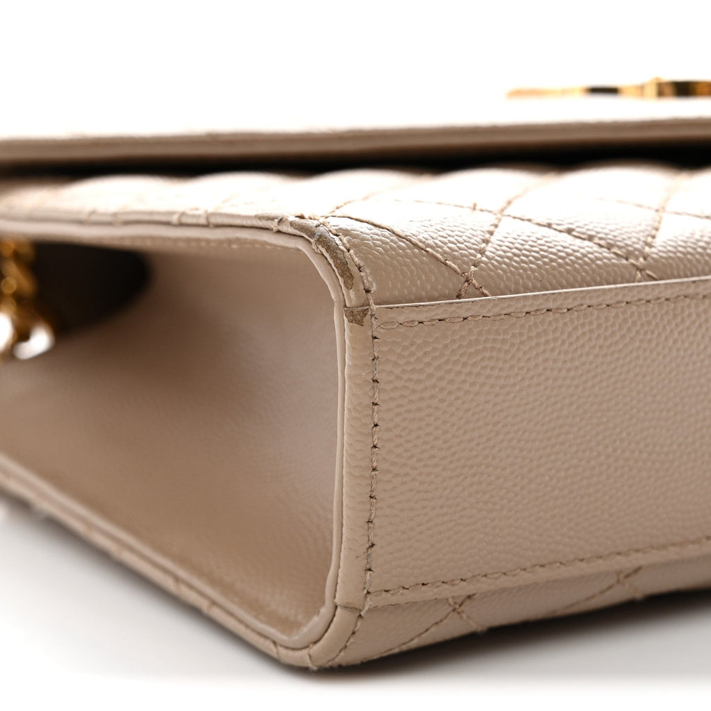 Grain De Poudre Textured Mixed Matelasse Medium Triquilt Monogram Satchel Dark Beige