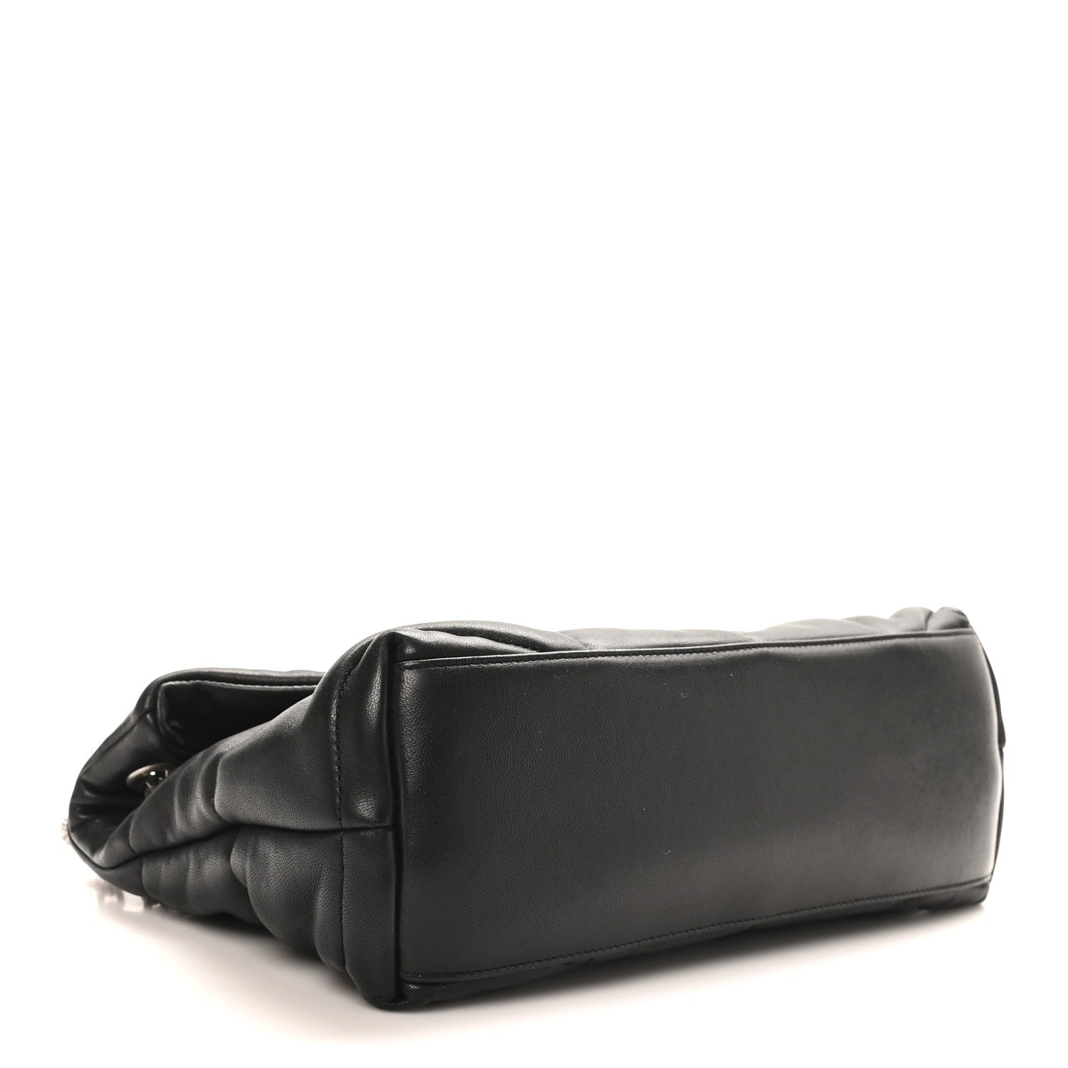 Lambskin Quilted Small Loulou Puffer Monogram Chain Satchel Black