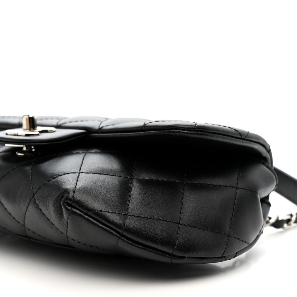 Calfskin Quilted CC Uniform Flap Belt Bag Black