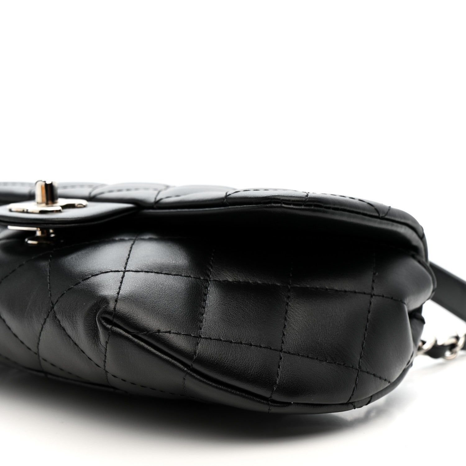 Calfskin Quilted CC Uniform Flap Belt Bag Black