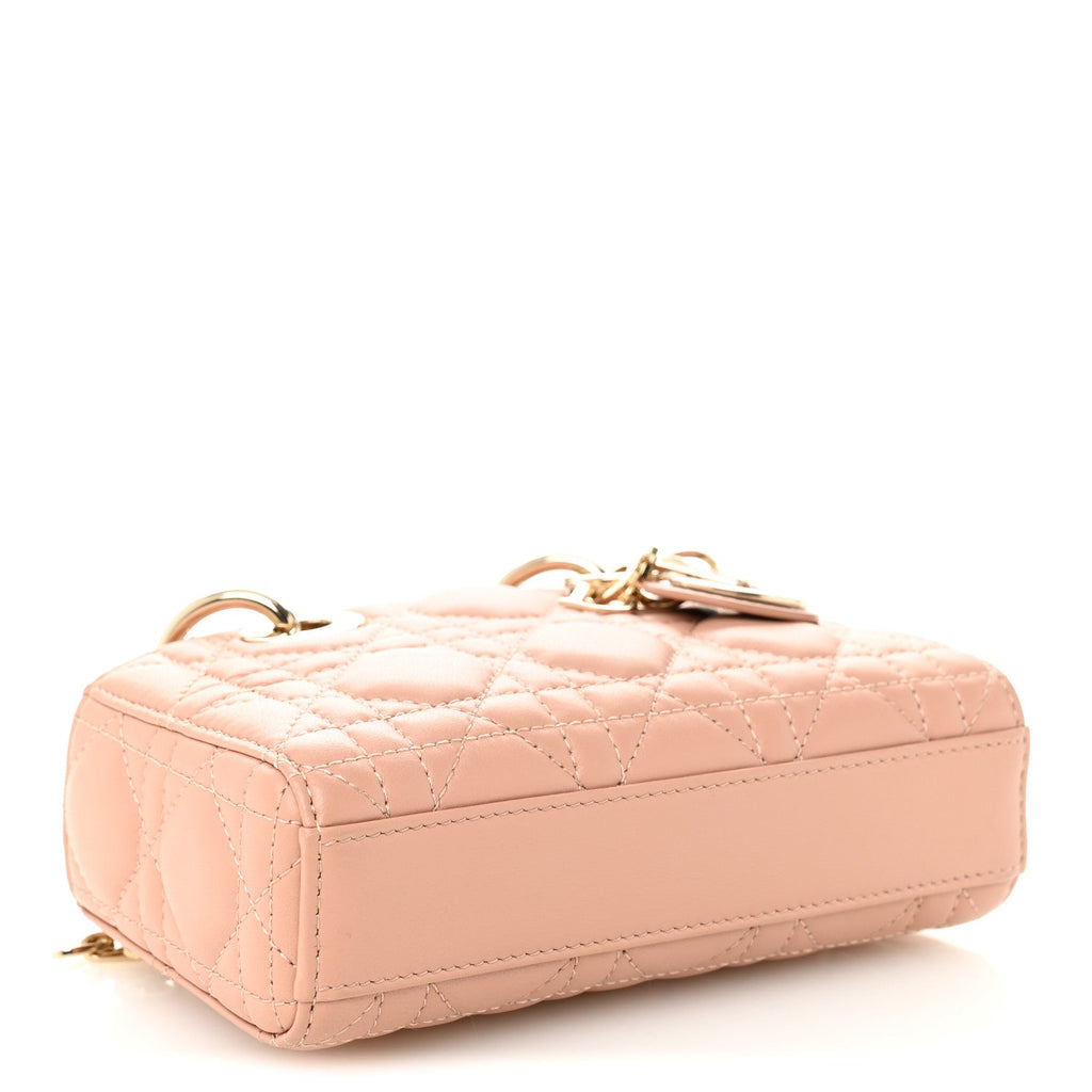 Lambskin Cannage Micro Lady D-Joy Rose Des Vents