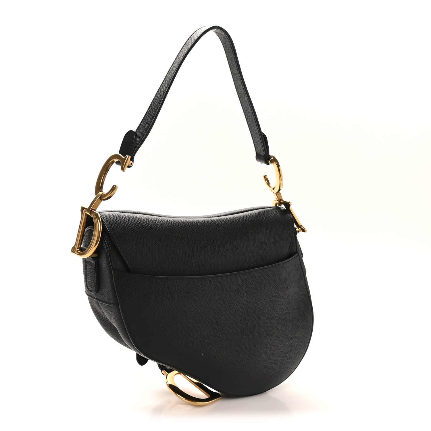 Grained Calfskin Saddle Bag Black