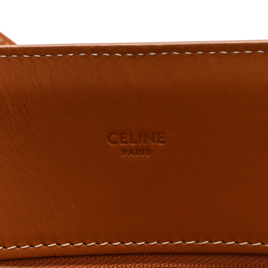 Canvas Calfskin Small Vertical Cabas Natural Tan
