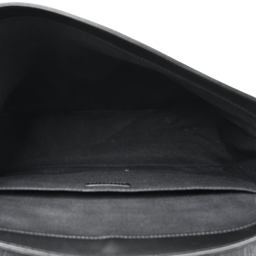 GG Supreme Monogram Textured Dollar Calfskin Retro Interlocking G Flap Messenger Bag Black