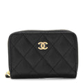 Caviar Quilted Zip Coin Purse Black